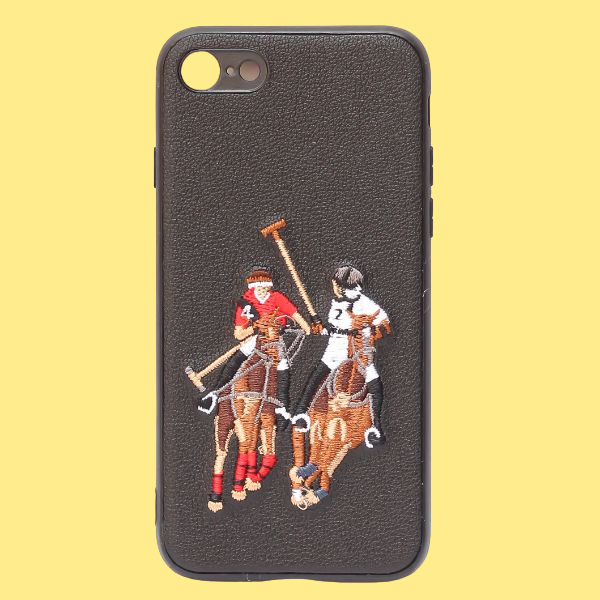 Black Leather Dual Horse rider Ornamented for Apple iPhone 7 - The Hatke