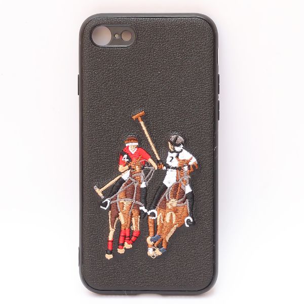 Black Leather Dual Horse rider Ornamented for Apple iPhone 7 - The Hatke