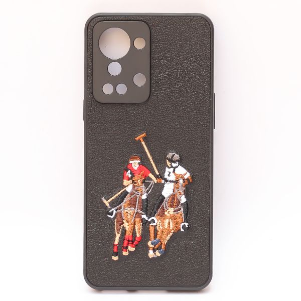 Black Leather Dual Horse rider Ornamented for Oneplus Nord 2T - The Hatke