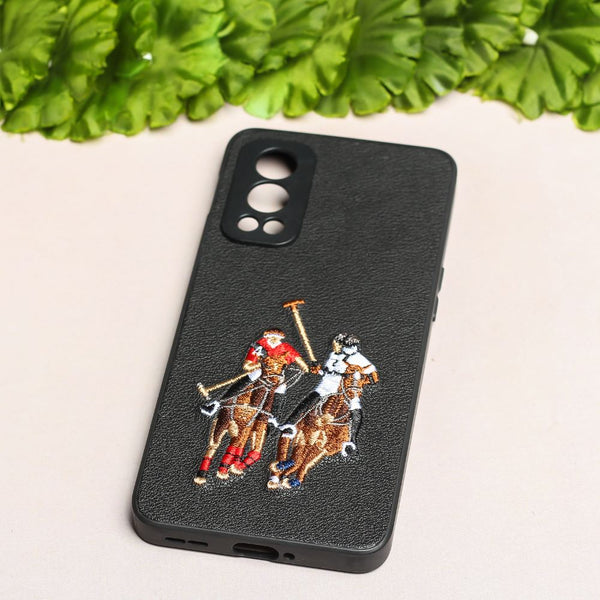 Black Leather Dual Horse rider Ornamented for Oneplus Nord 2 - The Hatke