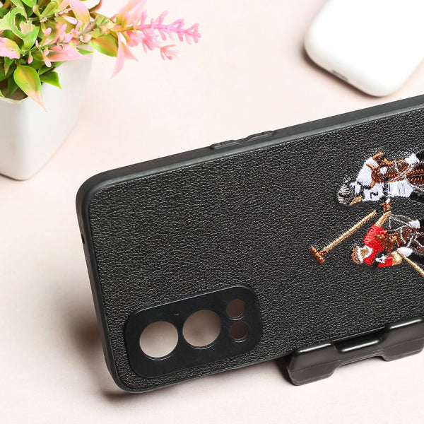 Black Leather Dual Horse rider Ornamented for Oneplus Nord 2 - The Hatke