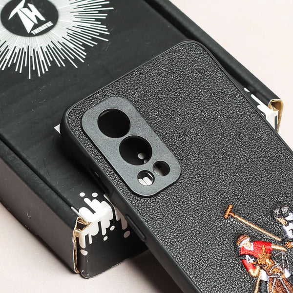 Black Leather Dual Horse rider Ornamented for Oneplus Nord 2 - The Hatke