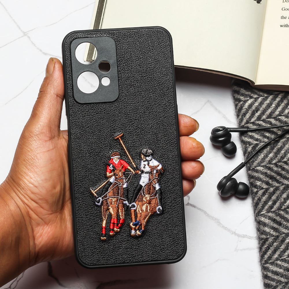 Black Leather Dual Horse rider Ornamented for Oneplus Nord CE 2 Lite - The Hatke