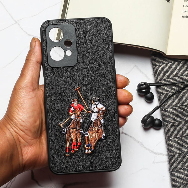 Black Leather Dual Horse rider Ornamented for Oneplus Nord CE 2 Lite - The Hatke