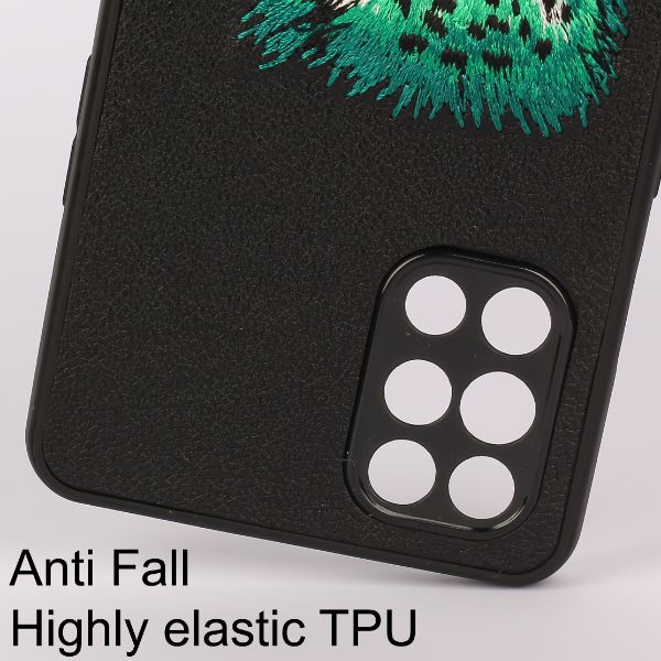 Black Leather Green Lion Camera Ornamented for Oneplus 8T - The Hatke