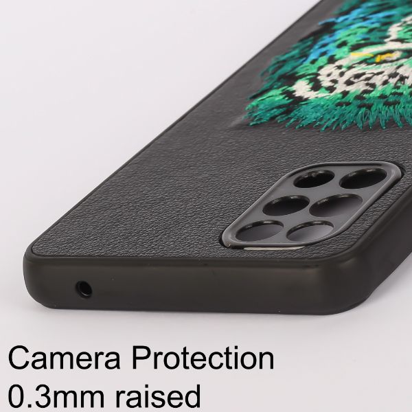 Black Leather Green Lion Camera Ornamented for Oneplus 8T - The Hatke