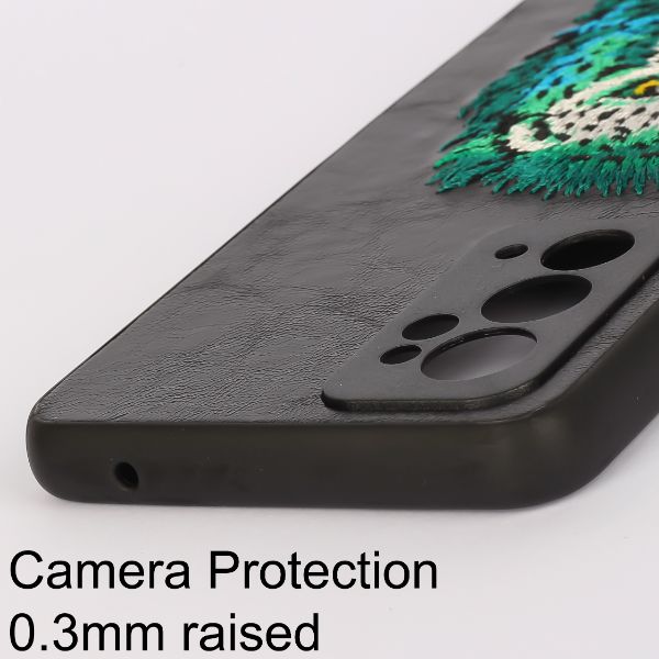 Black Leather Green Lion Camera Ornamented for Oneplus 9RT - The Hatke