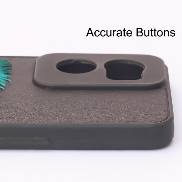 Black Leather Green Lion Camera Ornamented for Oneplus Nord CE 2 - The Hatke