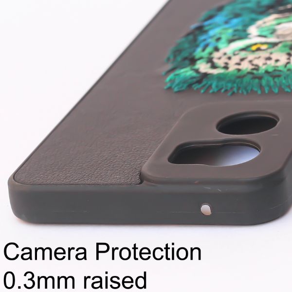 Black Leather Green Lion Camera Ornamented for Oneplus Nord CE 2 - The Hatke