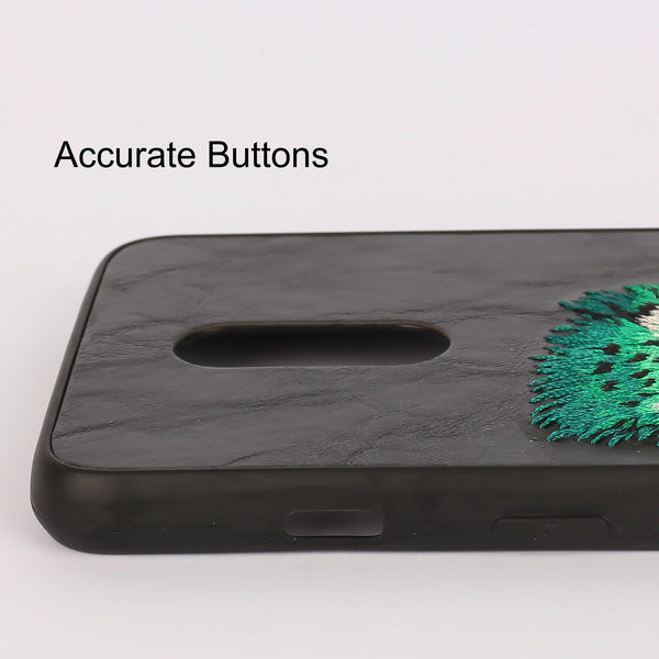 Black Leather Green Lion Ornamented for Oneplus 6T - The Hatke