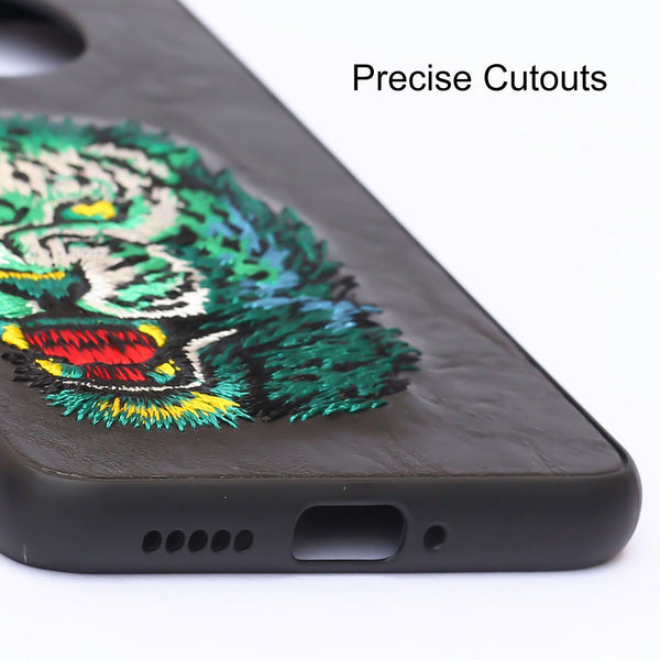 Black Leather Green Lion Ornamented for Oneplus 7T - The Hatke