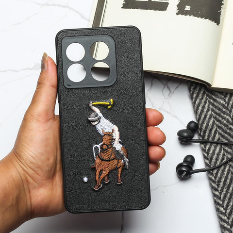 Black Leather Horse Rider Camera Ornamented for Oneplus 10T - The Hatke