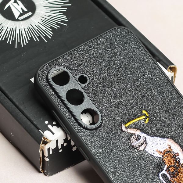 Black Leather Horse Rider Camera Ornamented for Samsung S23 FE - The Hatke