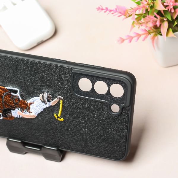 Black Leather Horse rider Camera Ornamented for Samsung S21 FE - The Hatke