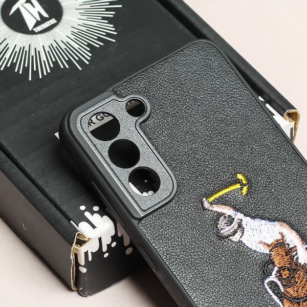 Black Leather Horse rider Camera Ornamented for Samsung S21 FE - The Hatke