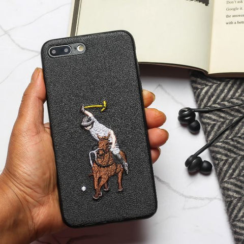 Black Leather Horse rider Ornamented for Apple iPhone 7 Plus - The Hatke