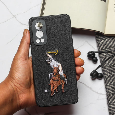 Black Leather Horse rider Ornamented for Oneplus Nord 2 - The Hatke