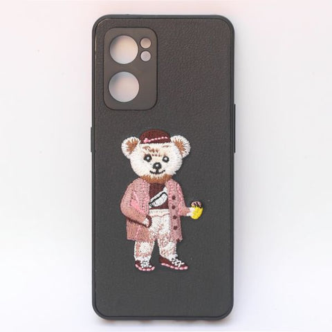 Black Leather Pink Teddy Ornamented for Oneplus Nord CE 2 - The Hatke