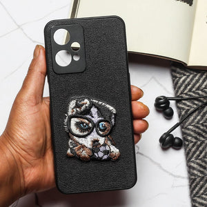 Black Leather Puppy Ornamented for Oneplus Nord CE 2 - The Hatke