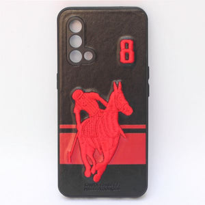 Black Leather Red Horse rider Ornamented for Oneplus Nord CE - The Hatke