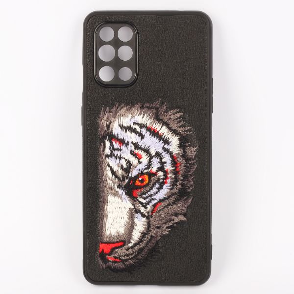 Black Leather Red Lion Camera Ornamented for Oneplus 8T - The Hatke