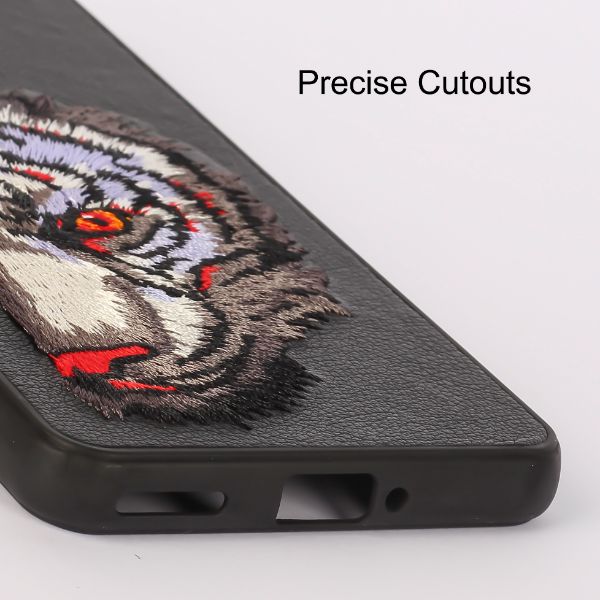 Black Leather Red Lion Camera Ornamented for Oneplus 8T - The Hatke