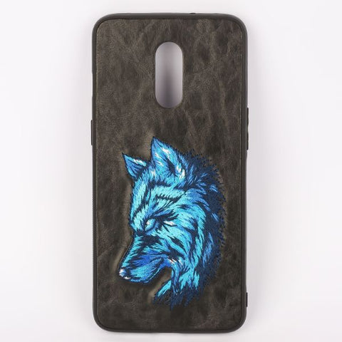 Black Leather SnowFox Ornamented for Oneplus 6T - The Hatke