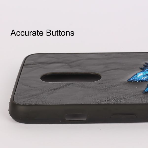 Black Leather SnowFox Ornamented for Oneplus 6T - The Hatke