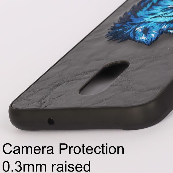 Black Leather SnowFox Ornamented for Oneplus 6T - The Hatke