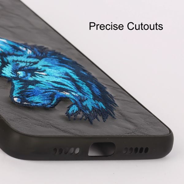 Black Leather SnowFox Ornamented for Oneplus 6T - The Hatke