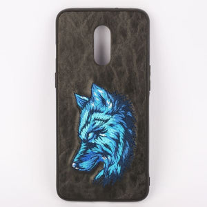 Black Leather SnowFox Ornamented for Oneplus 7 - The Hatke