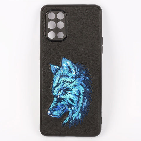 Black Leather SnowFox Ornamented for Oneplus 8T - The Hatke