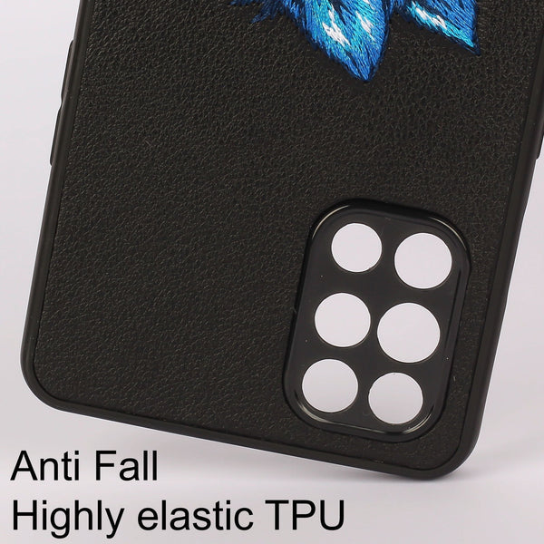 Black Leather SnowFox Ornamented for Oneplus 8T - The Hatke