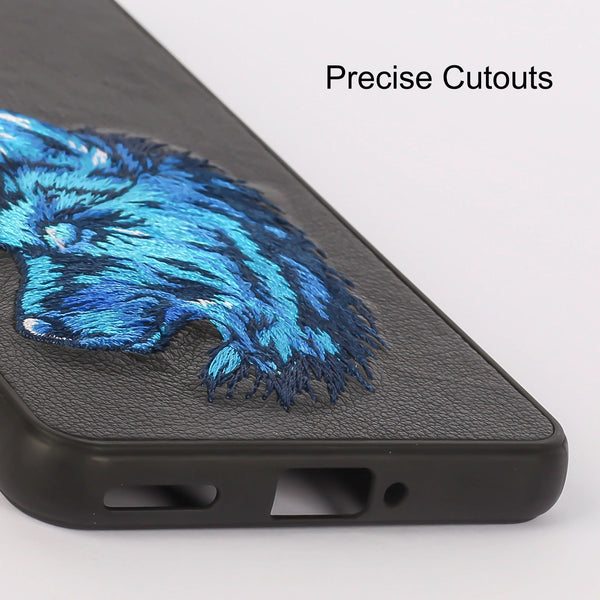 Black Leather SnowFox Ornamented for Oneplus 8T - The Hatke