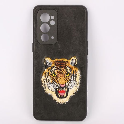 Black Leather Yellow Lion Camera Ornamented for Oneplus 9RT - The Hatke