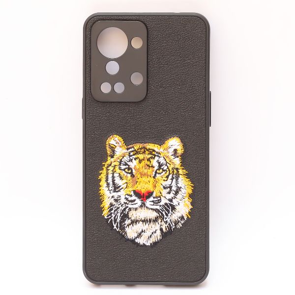 Black Leather Yellow Lion Camera Ornamented for Oneplus Nord 2T - The Hatke