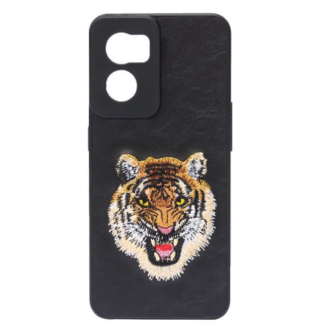 Black Leather Yellow Lion Camera Ornamented for Oneplus Nord CE 2 - The Hatke