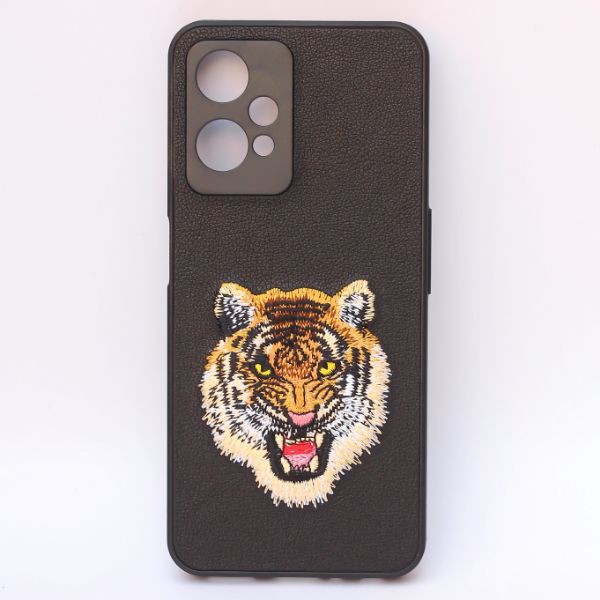 Black Leather Yellow Lion Camera Ornamented for Oneplus Nord CE 2 Lite - The Hatke