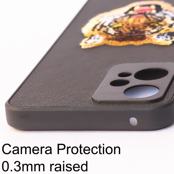 Black Leather Yellow Lion Camera Ornamented for Oneplus Nord CE 2 Lite - The Hatke