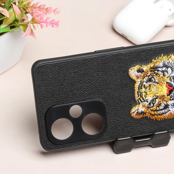 Black Leather Yellow Lion Camera Ornamented for Oneplus Nord CE 3 5g - The Hatke