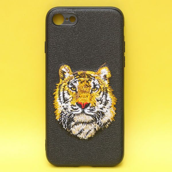 Black Leather Yellow Lion Ornamented for Apple iPhone 7 - The Hatke
