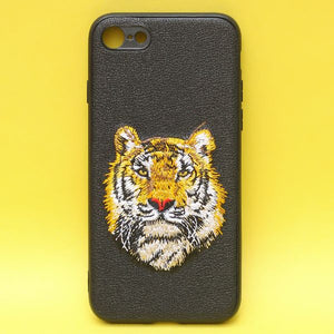Black Leather Yellow Lion Ornamented for Apple iPhone 7 - The Hatke