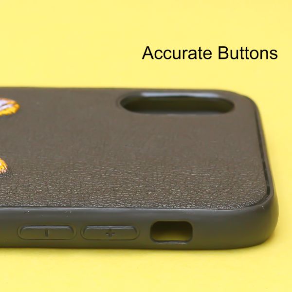 Black Leather Yellow Lion Ornamented for Apple iPhone X/XS - The Hatke