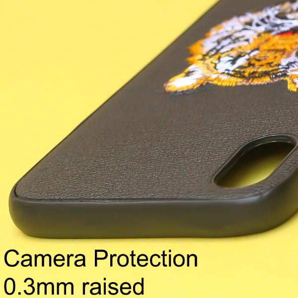 Black Leather Yellow Lion Ornamented for Apple iPhone X/XS - The Hatke