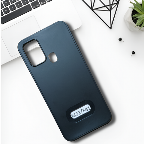 Black Logo Cut Candy Silicone Case for Samsung M31 - The Hatke