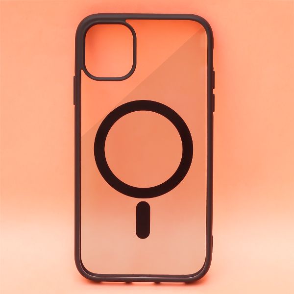 Black MagSafe Clear Transparent Silicone case for Apple iphone 11 - The Hatke