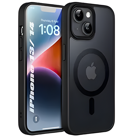 Black MagSafe Clear Transparent Silicone case for Apple iphone 14 Plus - The Hatke