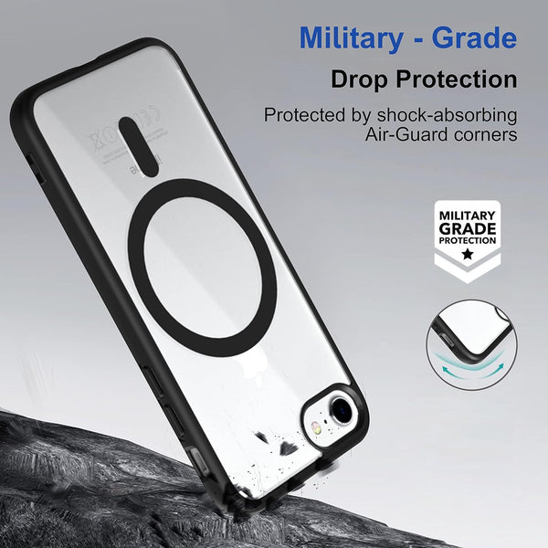 Black MagSafe Clear Transparent Silicone case for Apple iphone 7 - The Hatke