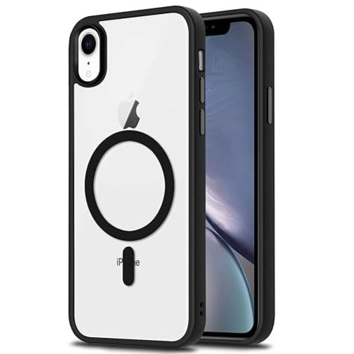 Black MagSafe Clear Transparent Silicone case for Apple iphone Xr - The Hatke