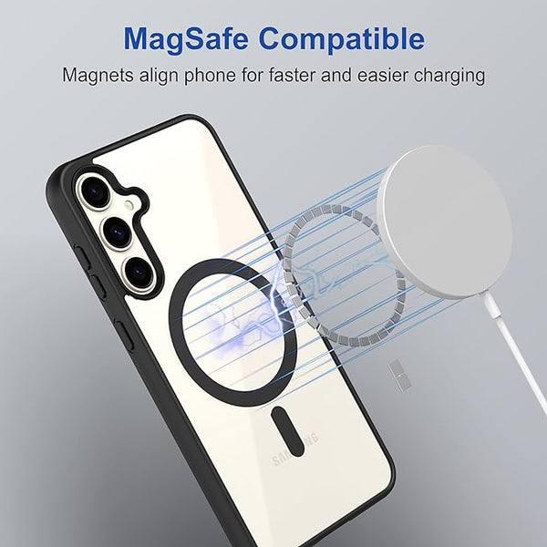 Black MagSafe Clear Transparent Silicone case for Samsung S24 - The Hatke